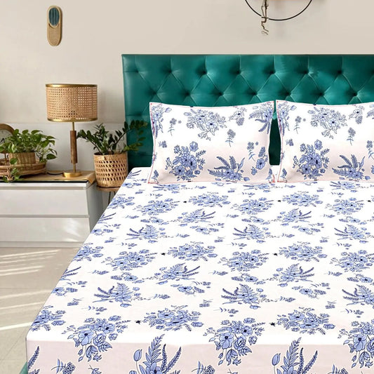 Feathered Petals Double Bed Bedsheet