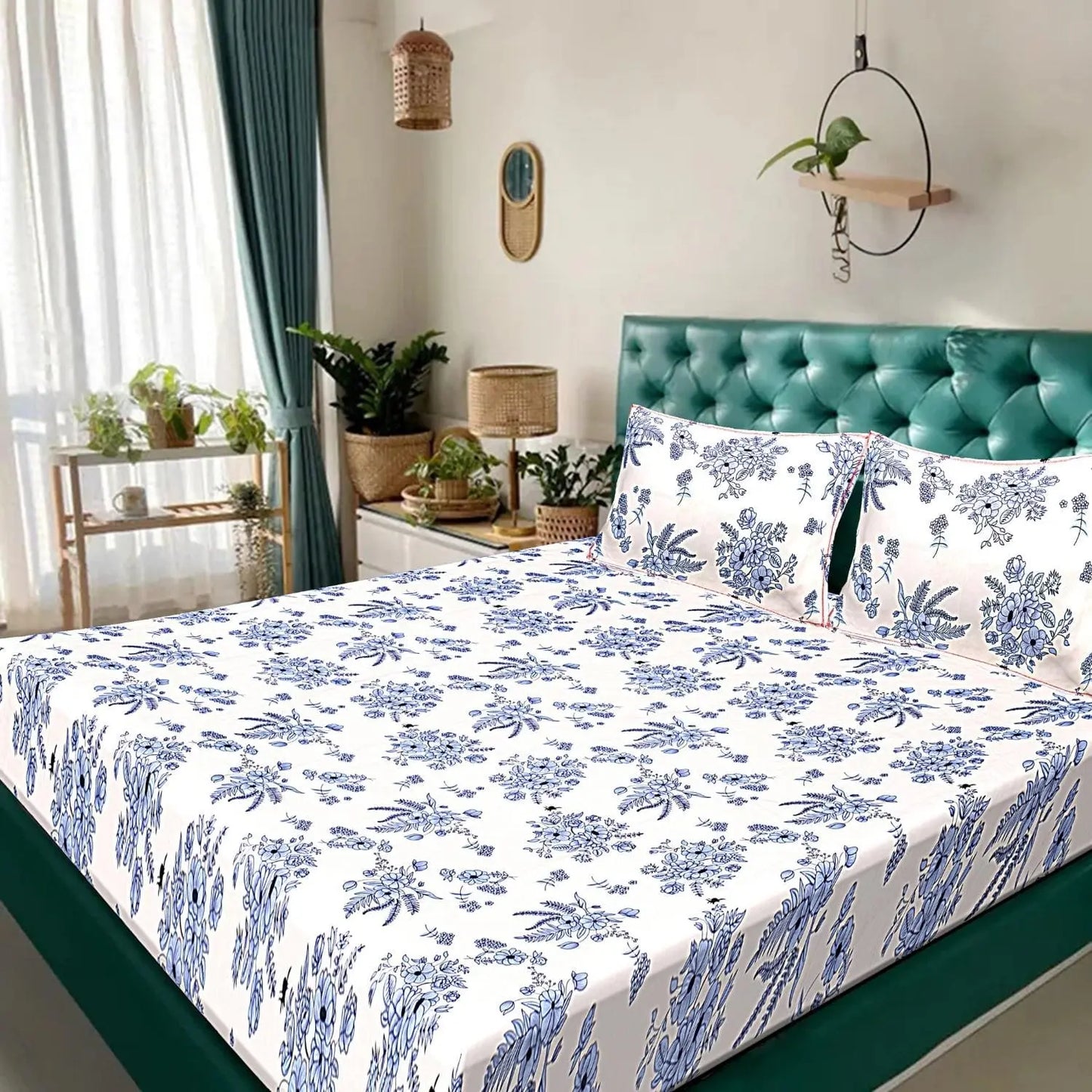 Feathered Petals Double Bed Bedsheet