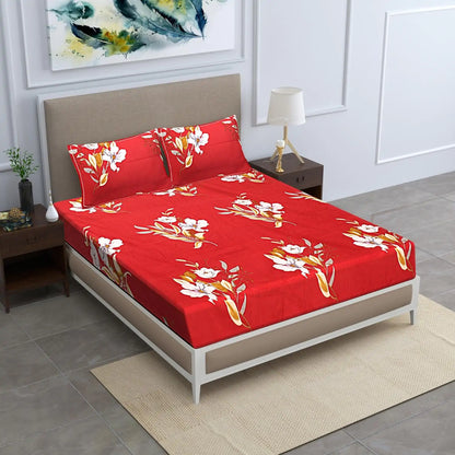 Red Plumash Fitted Bed Bedsheet