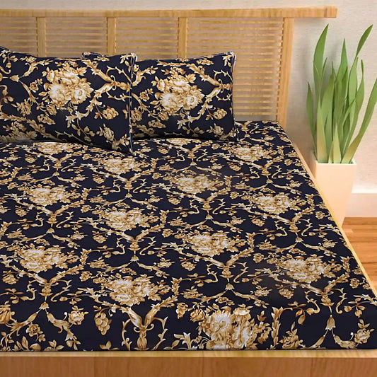 Mahek Double Bed Bedsheet - Black