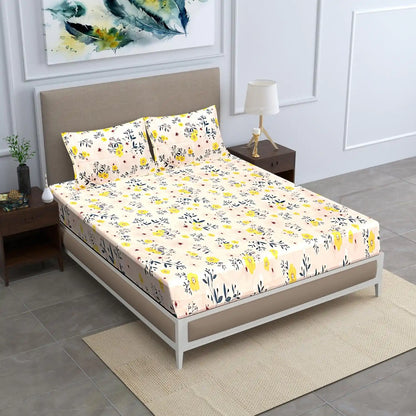 Peaches Fitted Glace Cotton Bedsheet