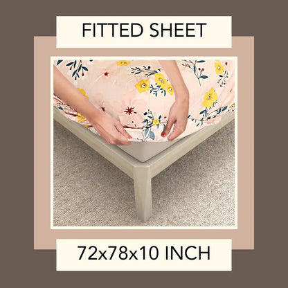 Peaches Fitted Glace Cotton Bedsheet