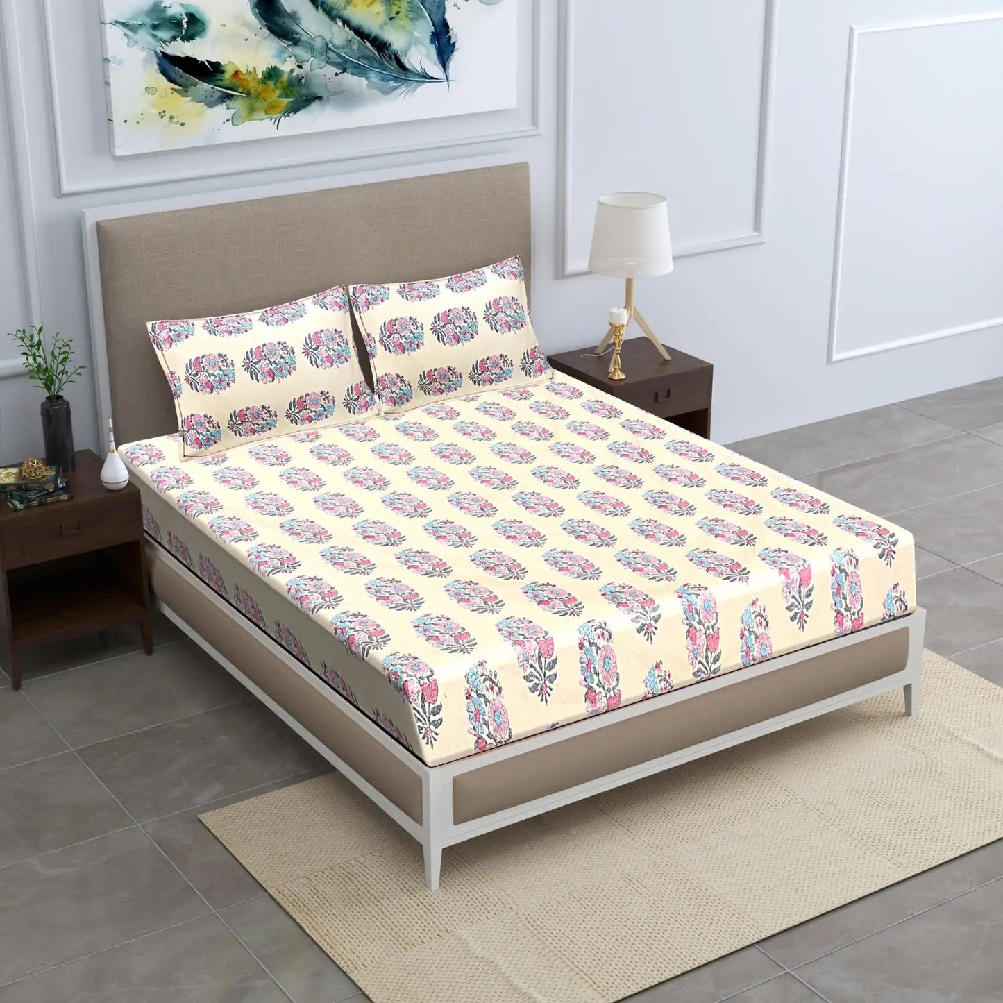 Mughal Muse Fitted Double Bedsheet