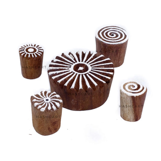 Handicraft Round Shaped Wooden Printing Blocks