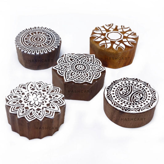 Mandala and Round Wooden Printing Blocks