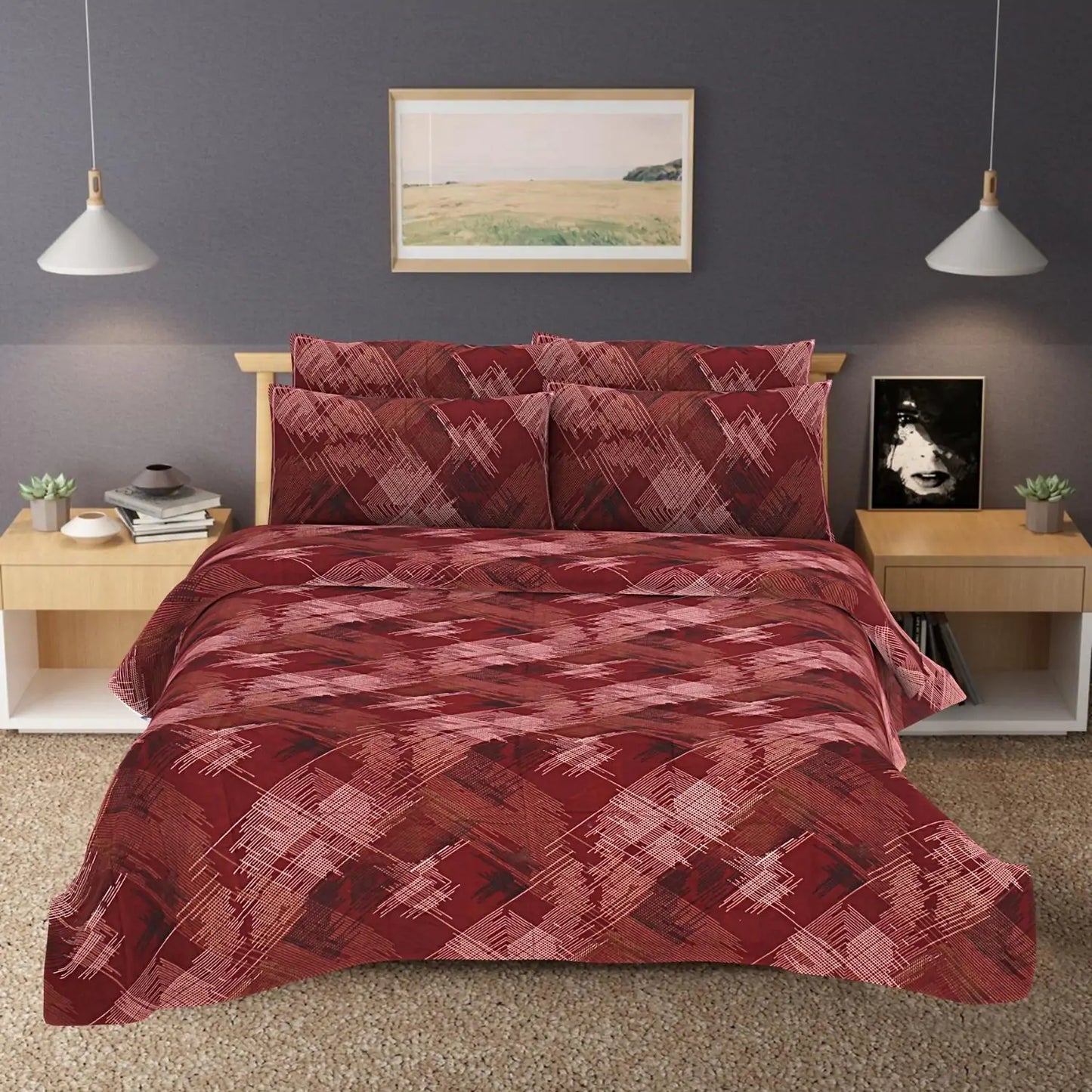 Marina Maple Printed Cotton Bedsheet