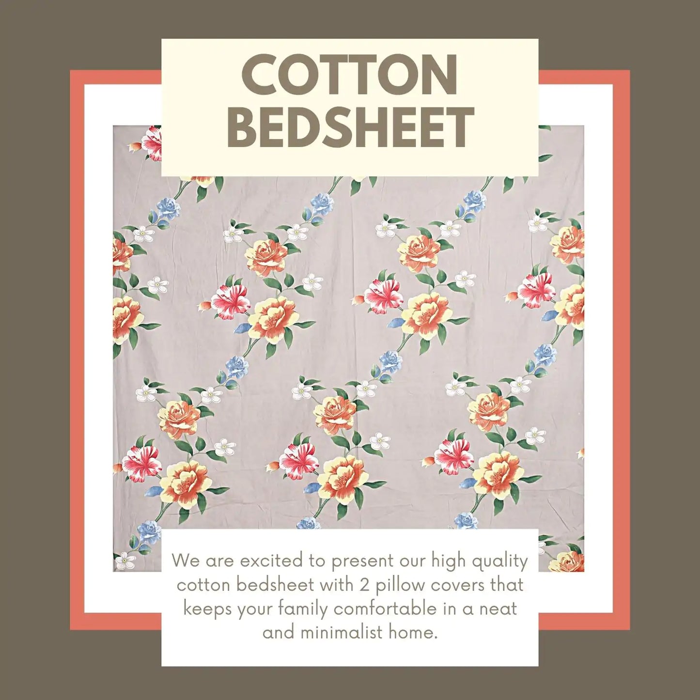 Emily Printed Fitted Queen Size Bedsheet