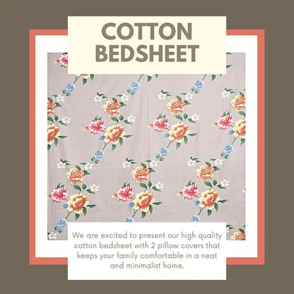 Emily Printed Fitted Queen Size Bedsheet