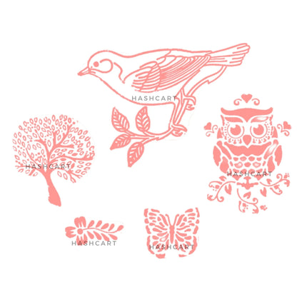 Birds & Trees Wood Stamps