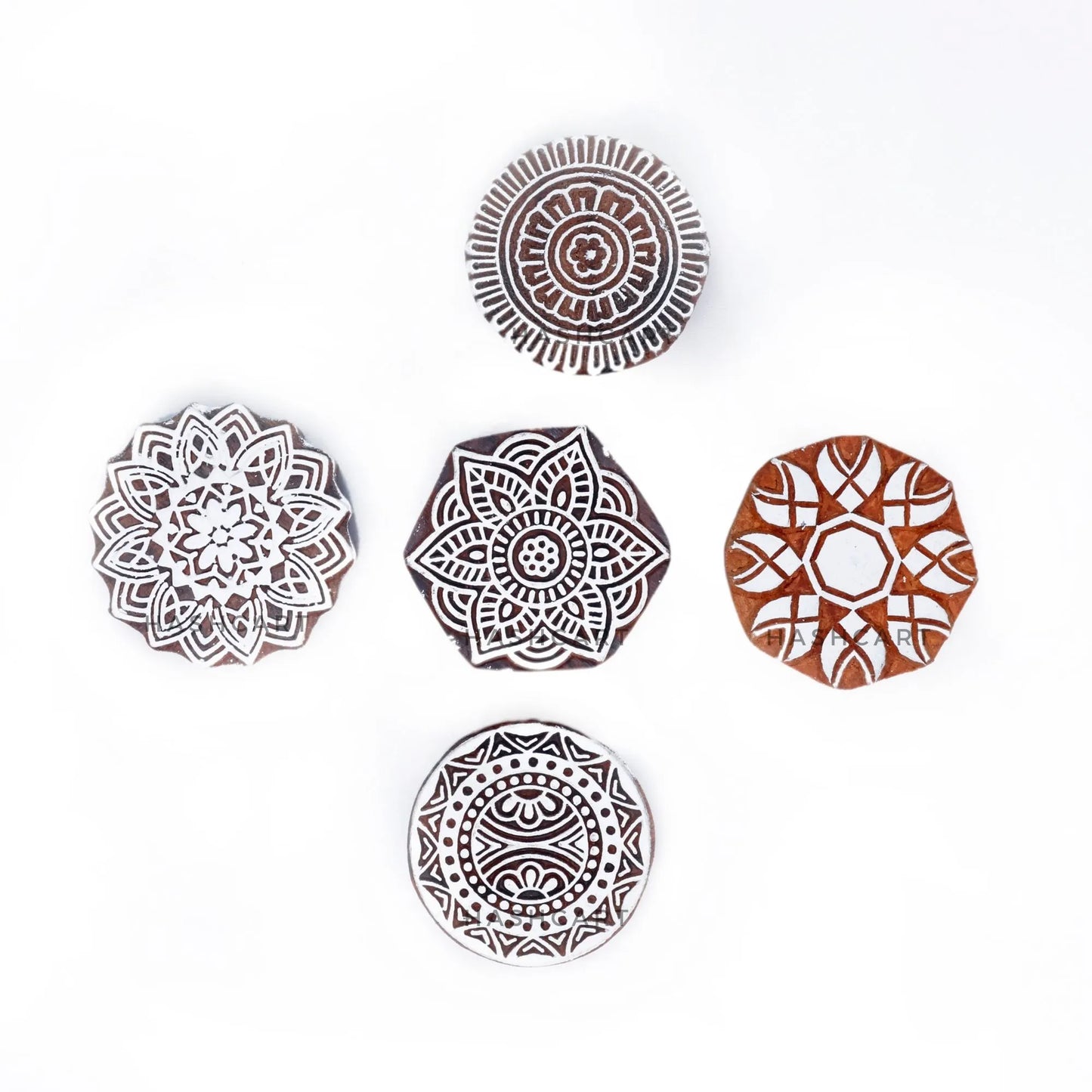 Mandala and Round Wooden Printing Blocks