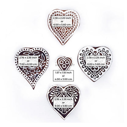 Wooden Heart Shape Design Stamps for Block Printing