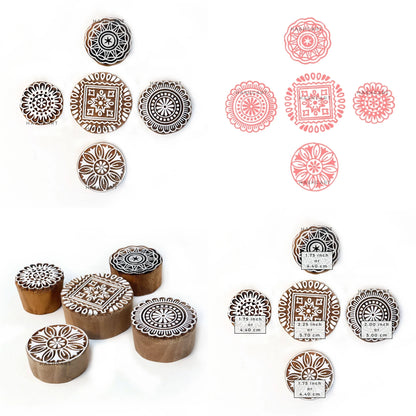 Wooden Mandala Design Round Printing Stamps