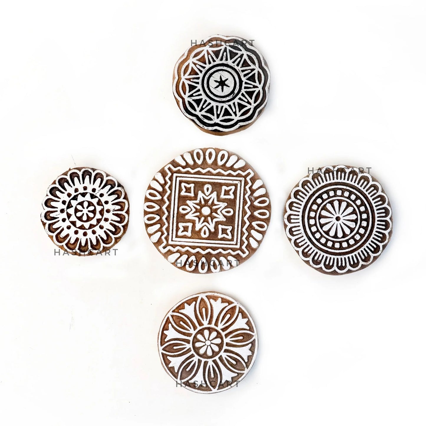 Wooden Mandala Design Round Printing Stamps