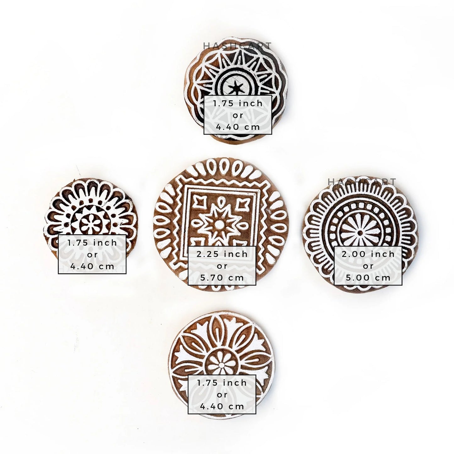 Wooden Mandala Design Round Printing Stamps