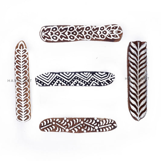 Wooden Printing Stamps Set of 5 for Henna & Tattoo